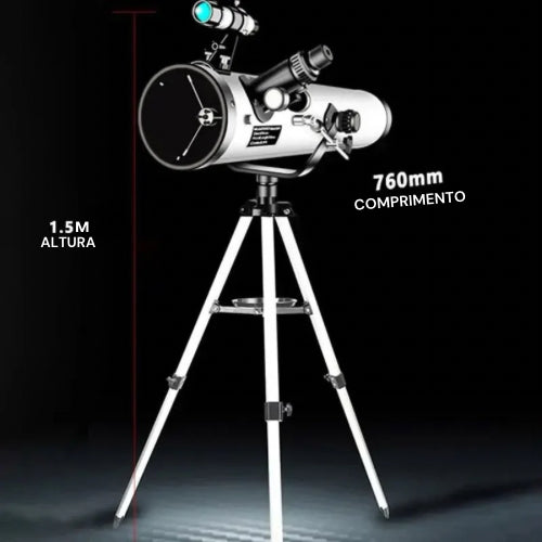 Telescópio Astronômico Profissional de Grande Calibre 114mm + Brinde Binóculos, Suporte para Tirar Fotos, e Visão Noturna - Ampliação 875X