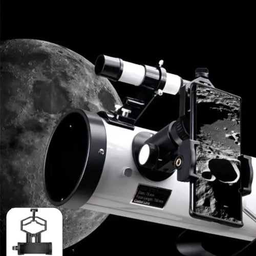 Telescópio Astronômico Profissional de Grande Calibre 114mm + Brinde Binóculos, Suporte para Tirar Fotos, e Visão Noturna - Ampliação 875X